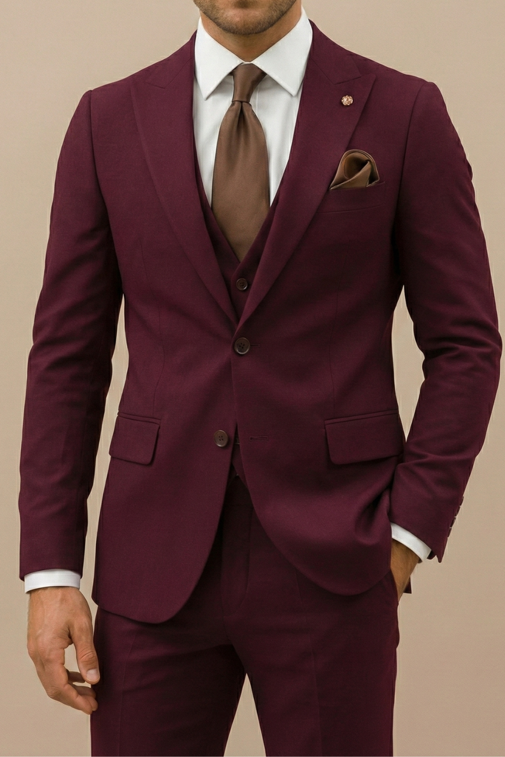 Herren Anzug Slim Fit Modern – Dreiteilig, Sakko & Weste