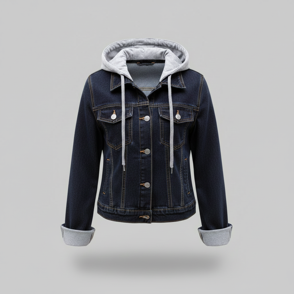 Damen Denim Jacke Mit Abnehmbarer Kapuze | Freizeitjacke