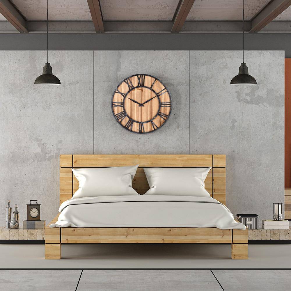 Runde Wanduhr Holz & Metall | Moderne Wanduhr 40 cm 2
