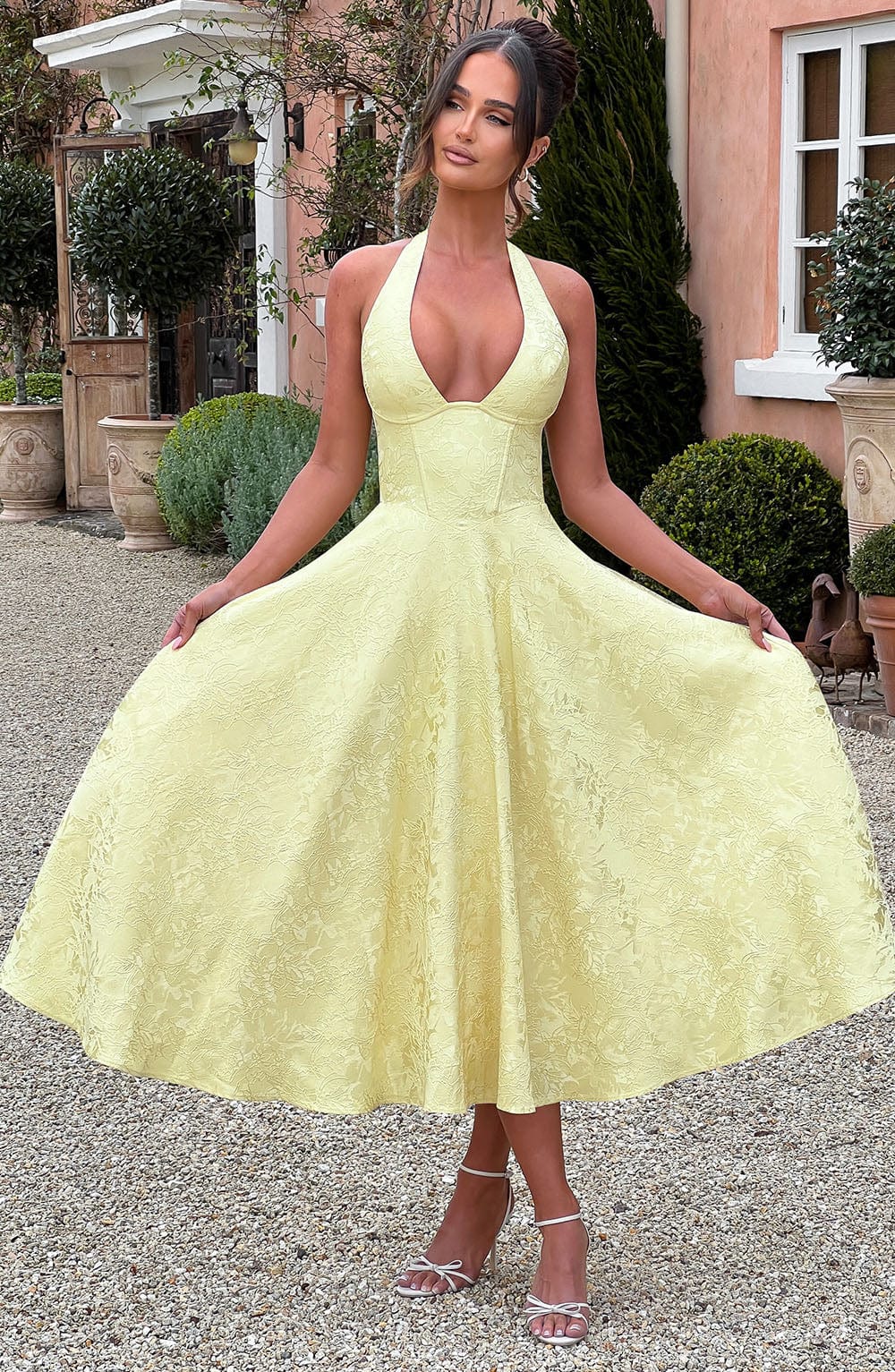 Neckholder Midikleid Damen Hochzeitsgast – Rückenfrei & Tailliert