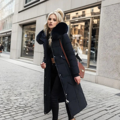Katharina | Damen Daunen-Steppmantel – Lang, Stehkragen & Warm