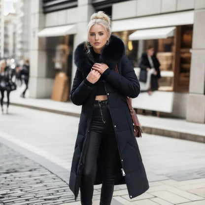 Katharina | Damen Daunen-Steppmantel – Lang, Stehkragen & Warm