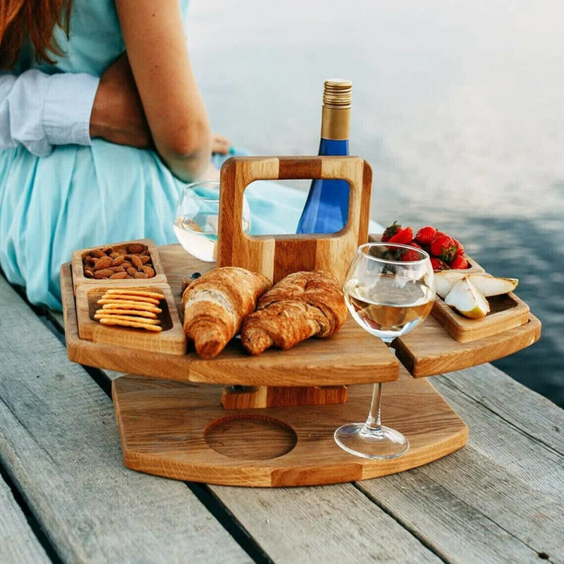 Picknick-Weintisch Holz – Tragbar Faltbar & Outdoor