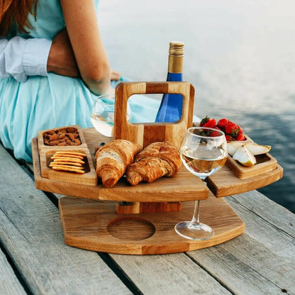 Picknick-Weintisch Holz – Tragbar Faltbar & Outdoor