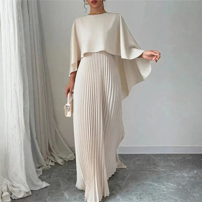 Plissiertes Cape Kleid Damen Hochzeitsgast – Faltenrock & Maxilänge