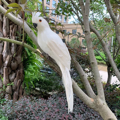 Papagei Gartenornament – Lebensechte Vogelfigur mit Federn 25 cm