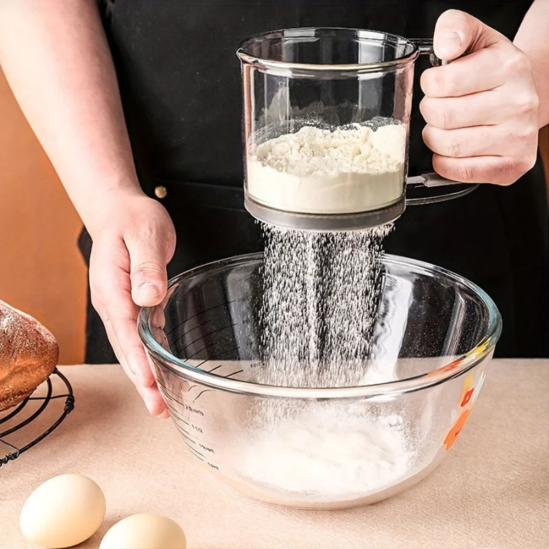 Mehlsieb mit Quetschgriff – 250 ml & Backsieb für Küche