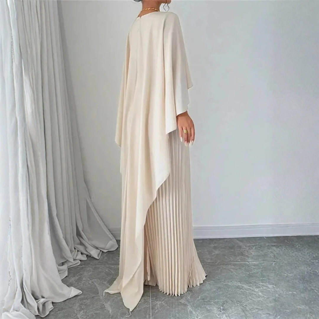 Plissiertes Cape Kleid Damen Hochzeitsgast – Faltenrock & Maxilänge
