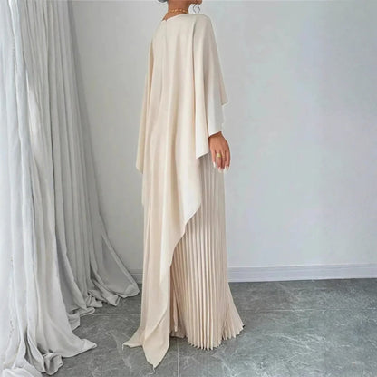 Plissiertes Cape Kleid Damen Hochzeitsgast – Faltenrock & Maxilänge