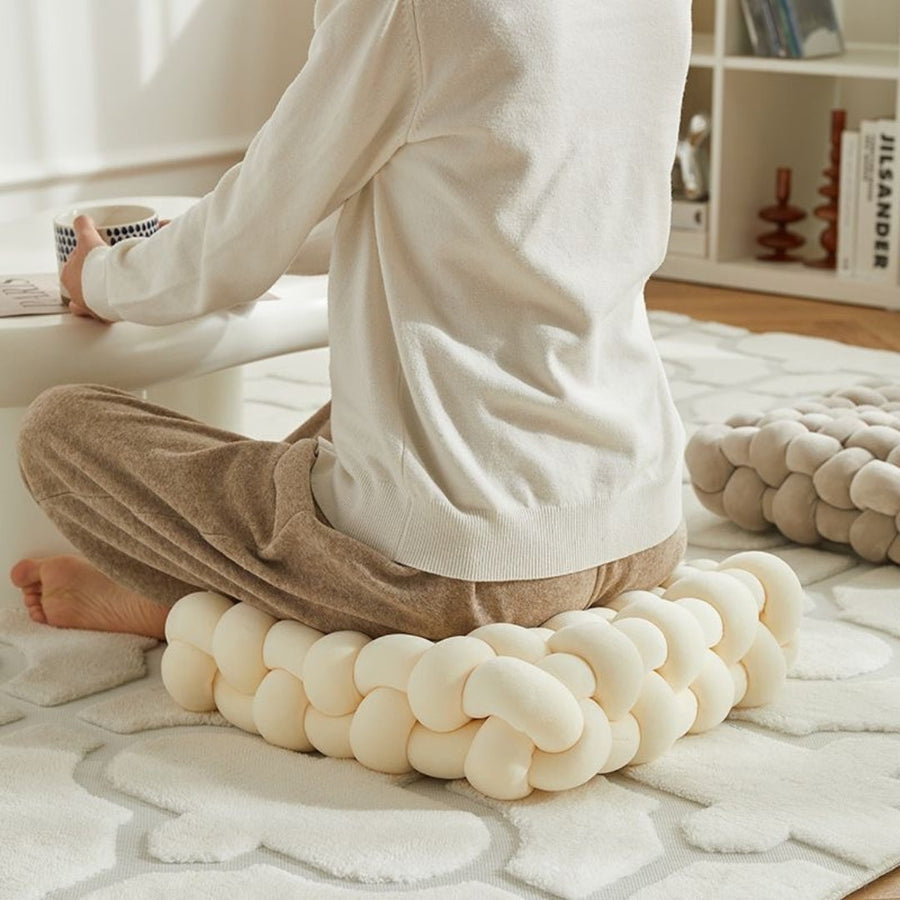 Gewebtes Knotkissen Velvet – Weiches Bodensitzkissen Wohnzimmer