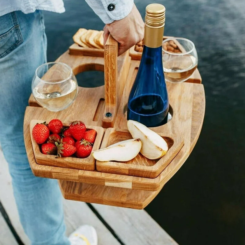 Picknick-Weintisch Holz – Tragbar Faltbar & Outdoor