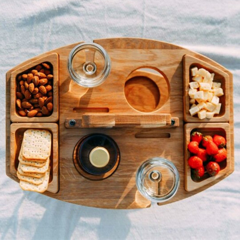 Picknick-Weintisch Holz – Tragbar Faltbar & Outdoor