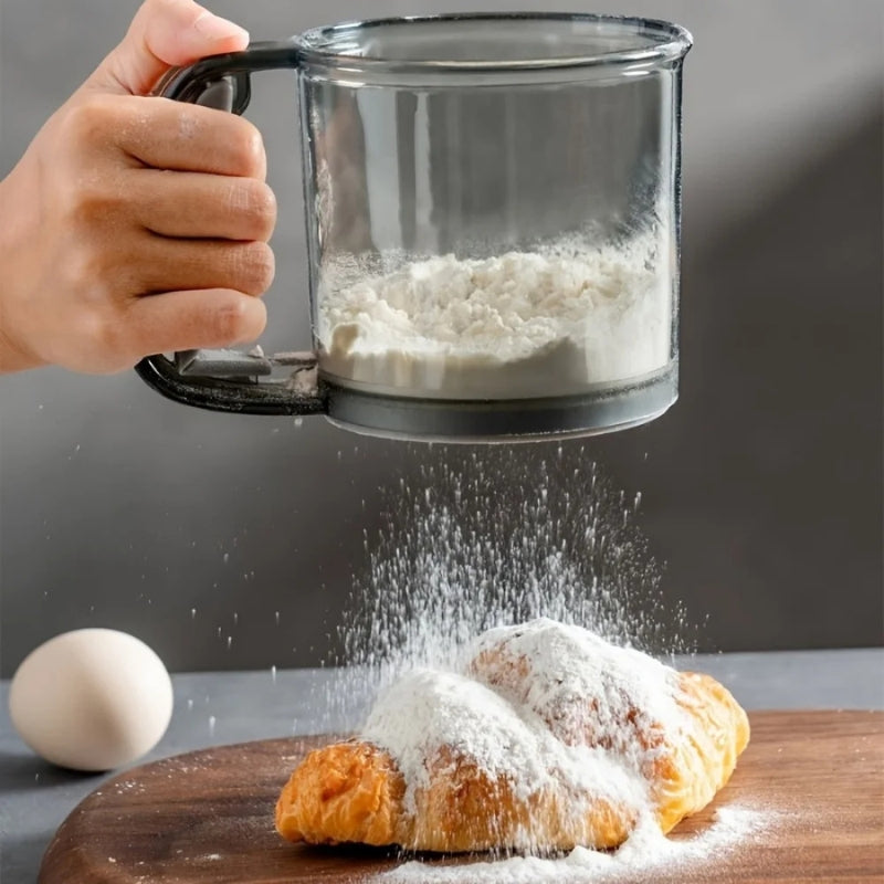 Mehlsieb mit Quetschgriff – 250 ml & Backsieb für Küche