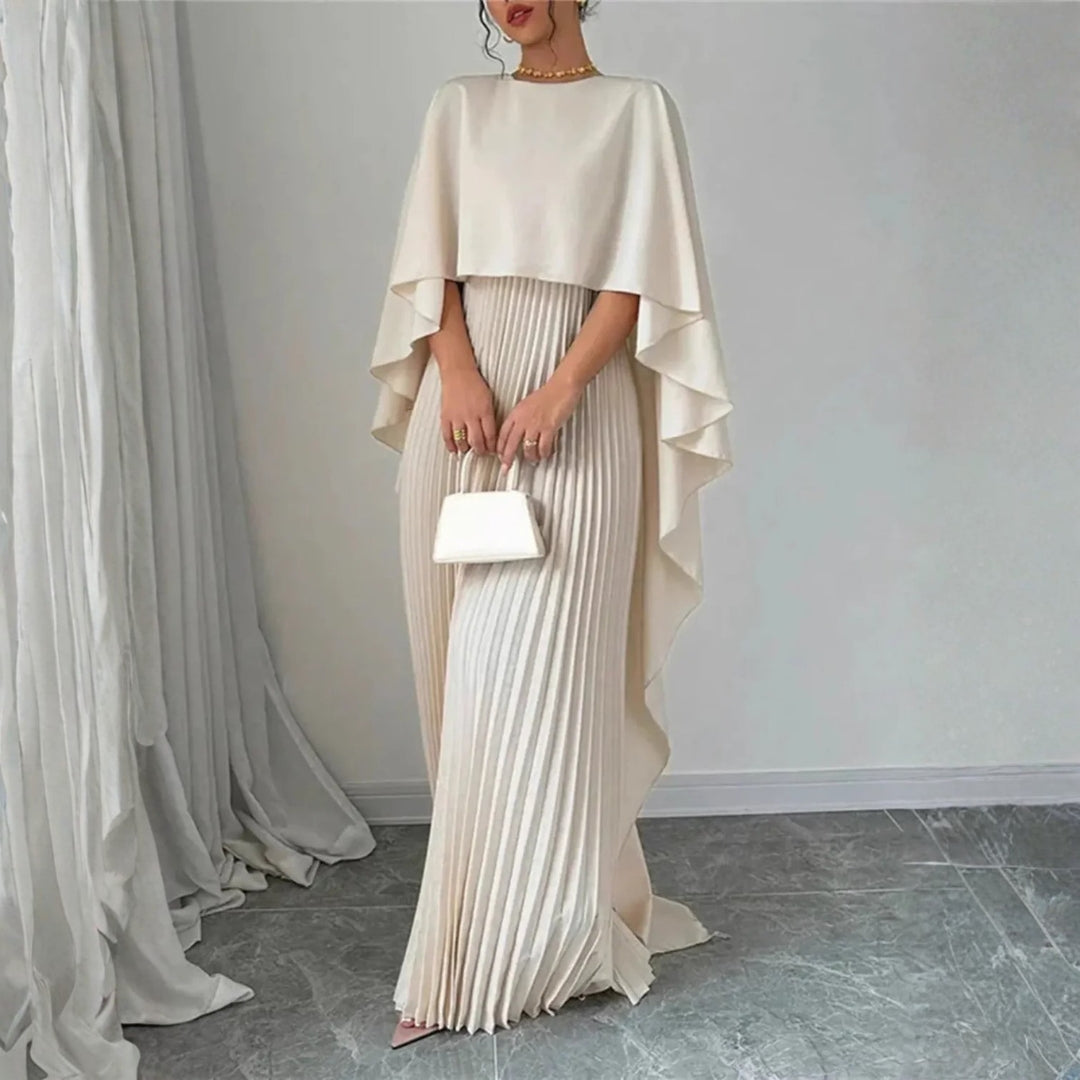 Plissiertes Cape Kleid Damen Hochzeitsgast – Faltenrock & Maxilänge