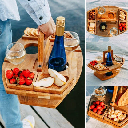 Picknick-Weintisch Holz – Tragbar Faltbar & Outdoor