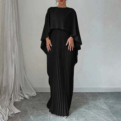 Plissiertes Cape Kleid Damen Hochzeitsgast – Faltenrock & Maxilänge