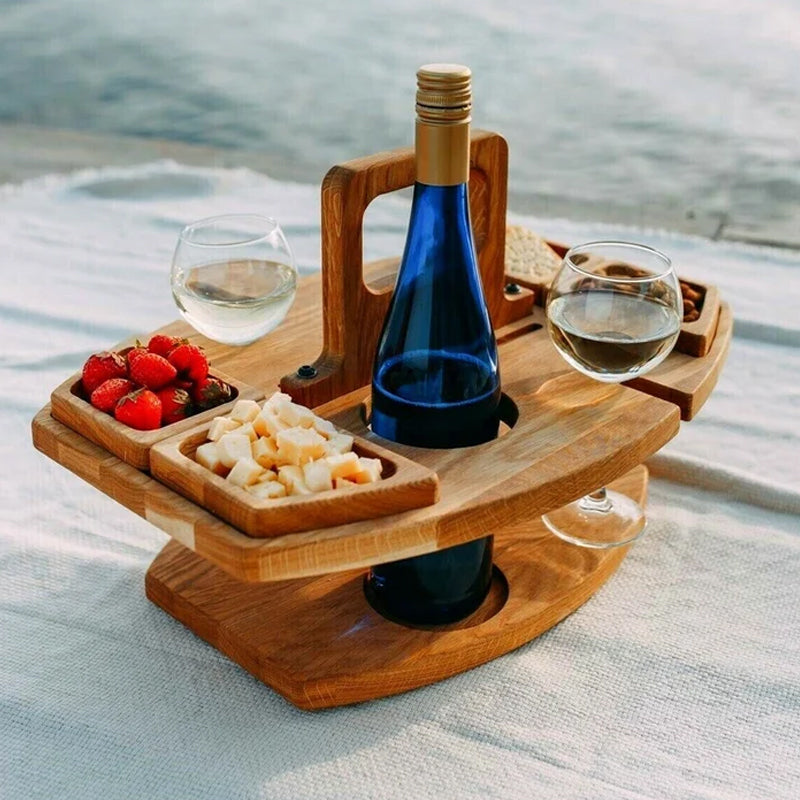 Picknick-Weintisch Holz – Tragbar Faltbar & Outdoor