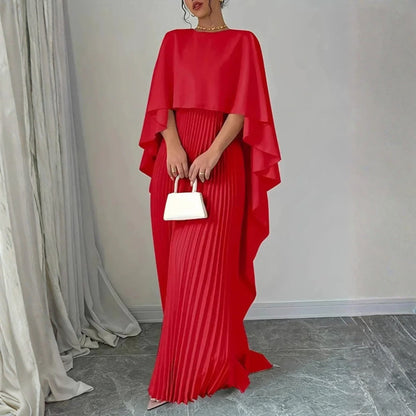 Plissiertes Cape Kleid Damen Hochzeitsgast – Faltenrock & Maxilänge