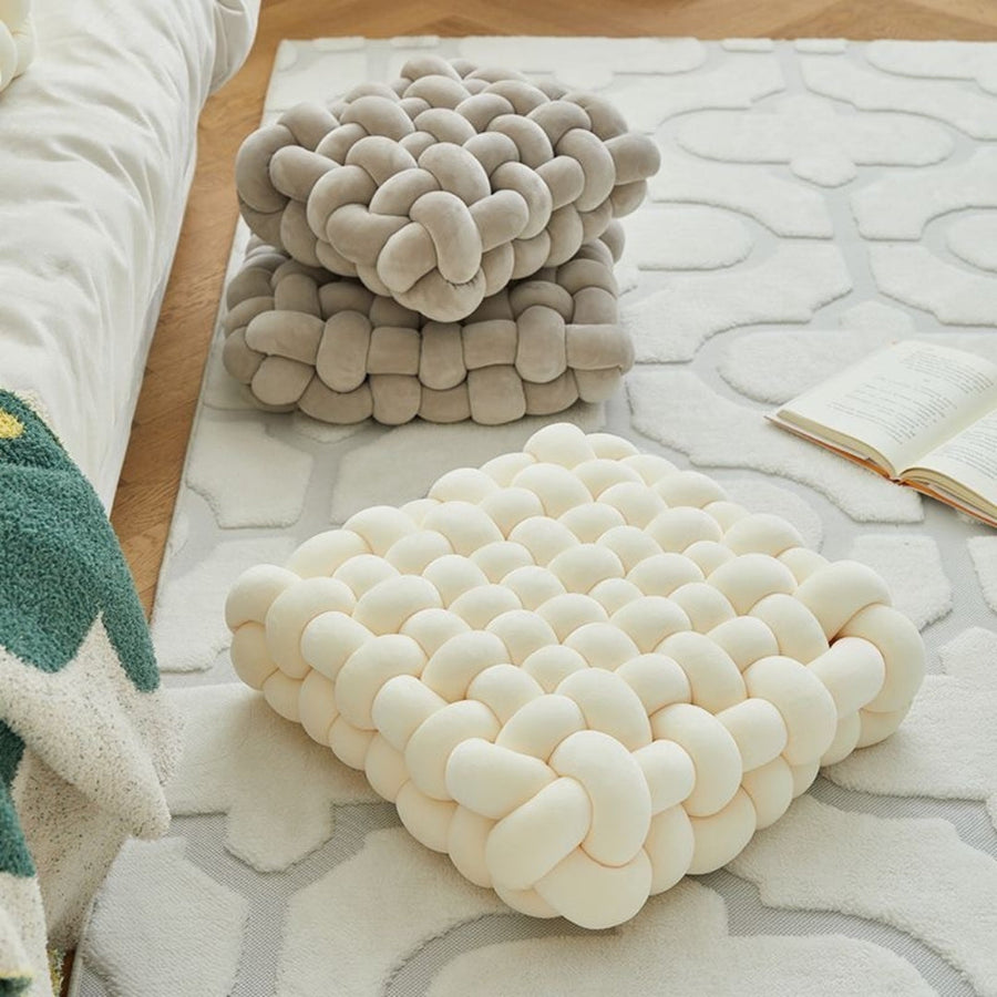 Gewebtes Knotkissen Velvet – Weiches Bodensitzkissen Wohnzimmer