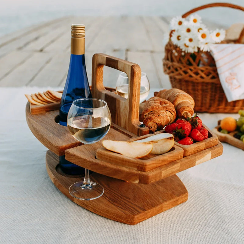 Picknick-Weintisch Holz – Tragbar Faltbar & Outdoor