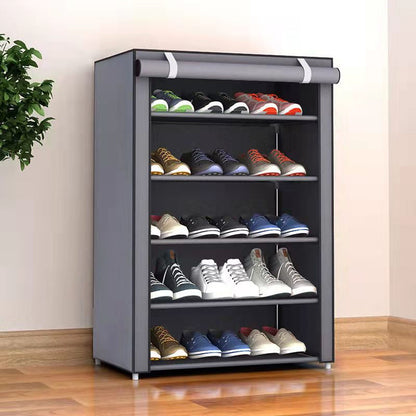 Schuhschrank mit Stoffbezug – Stahlgestell & 6 oder 8 Ebenen