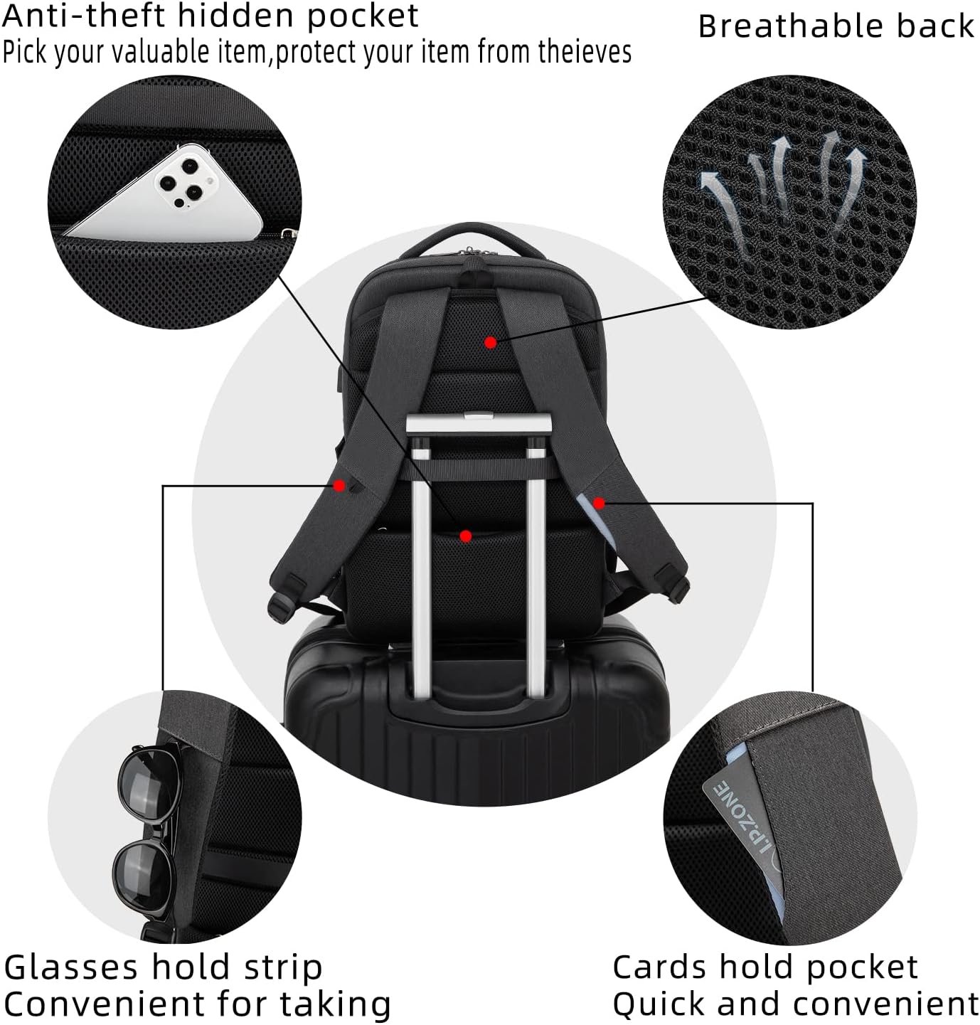 Wasserdichter Laptop-Reiserucksack – USB-Ladeport & Organizer-Fächer für Herren & Damen