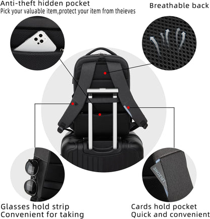 Wasserdichter Laptop-Reiserucksack – USB-Ladeport & Organizer-Fächer für Herren & Damen