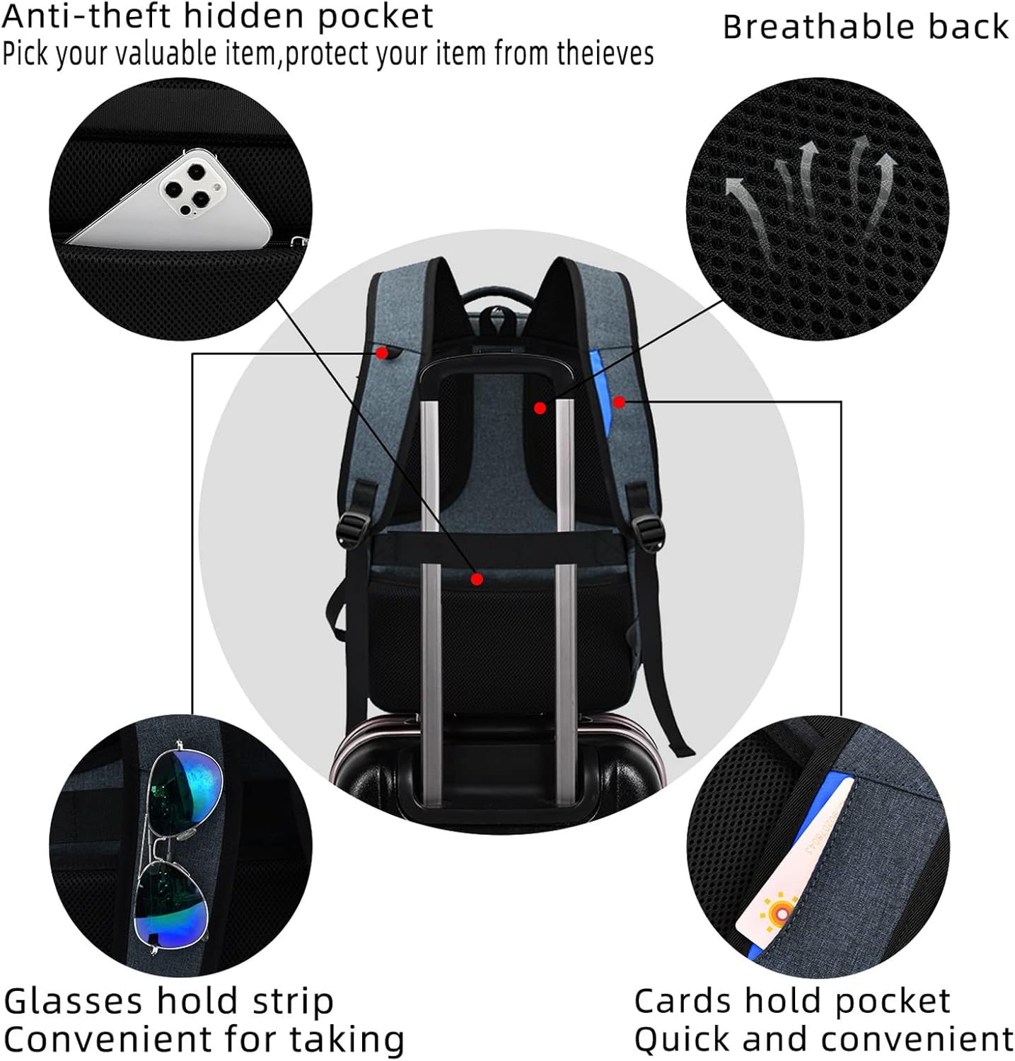 Wasserdichter Laptop-Reiserucksack – USB-Ladeport & Organizer-Fächer für Herren & Damen