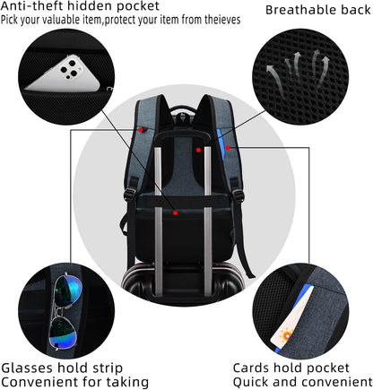 Wasserdichter Laptop-Reiserucksack – USB-Ladeport & Organizer-Fächer für Herren & Damen