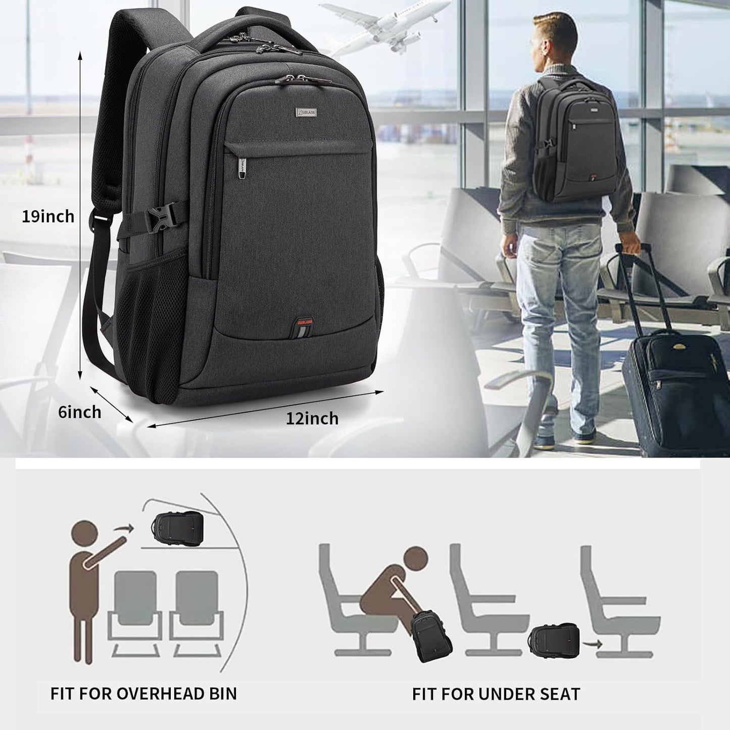 Wasserdichter Laptop-Reiserucksack – USB-Ladeport & Organizer-Fächer für Herren & Damen