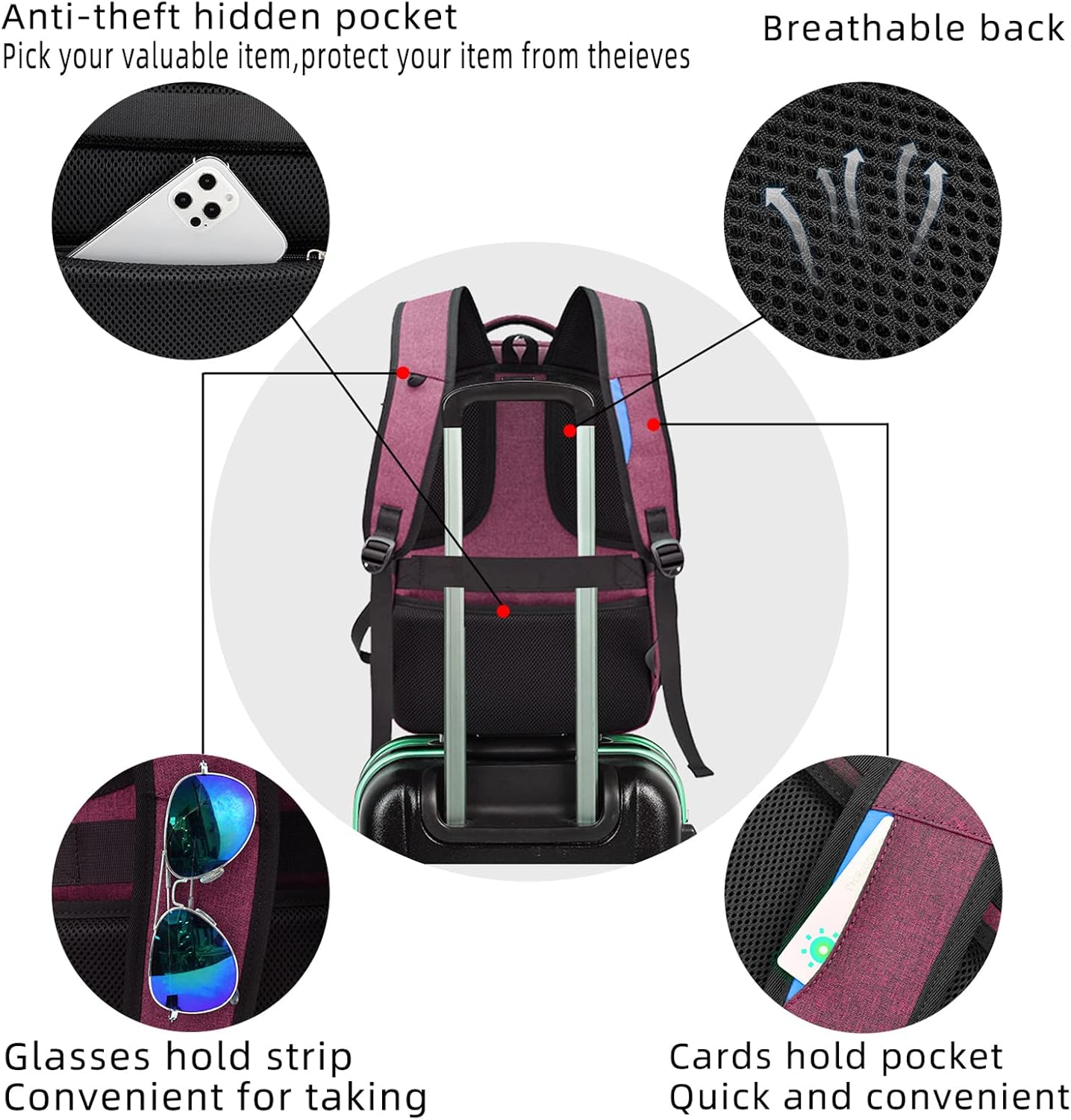 Wasserdichter Laptop-Reiserucksack – USB-Ladeport & Organizer-Fächer für Herren & Damen