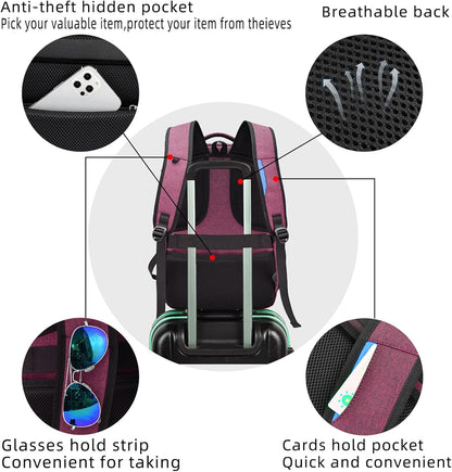 Wasserdichter Laptop-Reiserucksack – USB-Ladeport & Organizer-Fächer für Herren & Damen