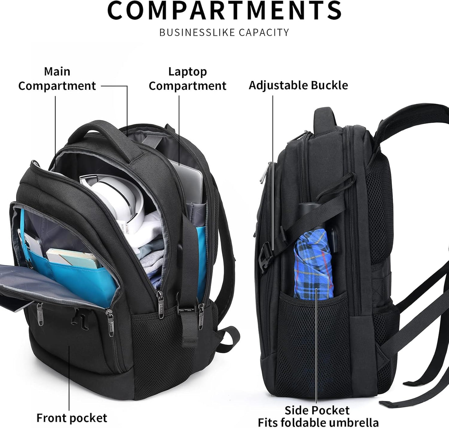 Wasserdichter Laptop-Reiserucksack – USB-Ladeport & Organizer-Fächer für Herren & Damen