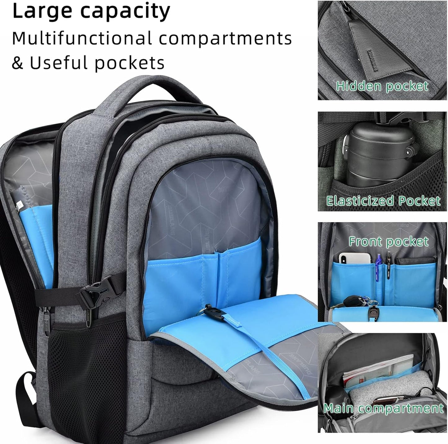 Wasserdichter Laptop-Reiserucksack – USB-Ladeport & Organizer-Fächer für Herren & Damen