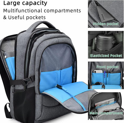 Wasserdichter Laptop-Reiserucksack – USB-Ladeport & Organizer-Fächer für Herren & Damen