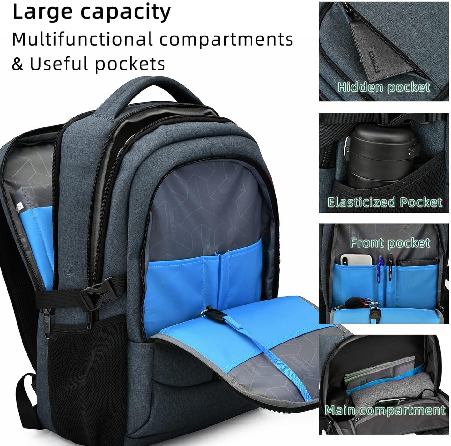 Wasserdichter Laptop-Reiserucksack – USB-Ladeport & Organizer-Fächer für Herren & Damen