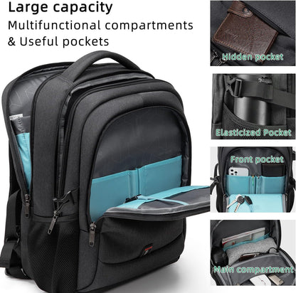 Wasserdichter Laptop-Reiserucksack – USB-Ladeport & Organizer-Fächer für Herren & Damen