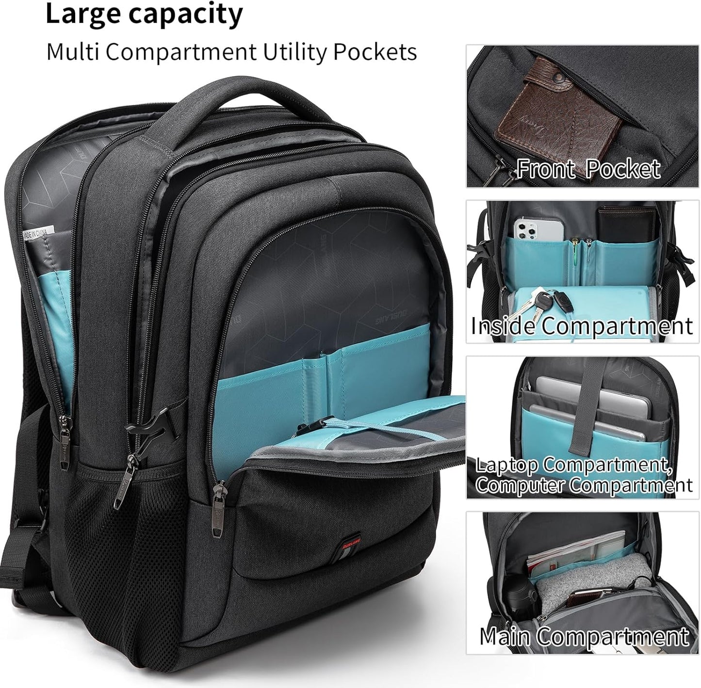 Wasserdichter Laptop-Reiserucksack – USB-Ladeport & Organizer-Fächer für Herren & Damen