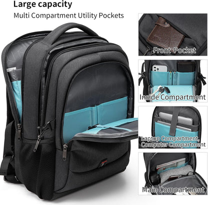 Wasserdichter Laptop-Reiserucksack – USB-Ladeport & Organizer-Fächer für Herren & Damen