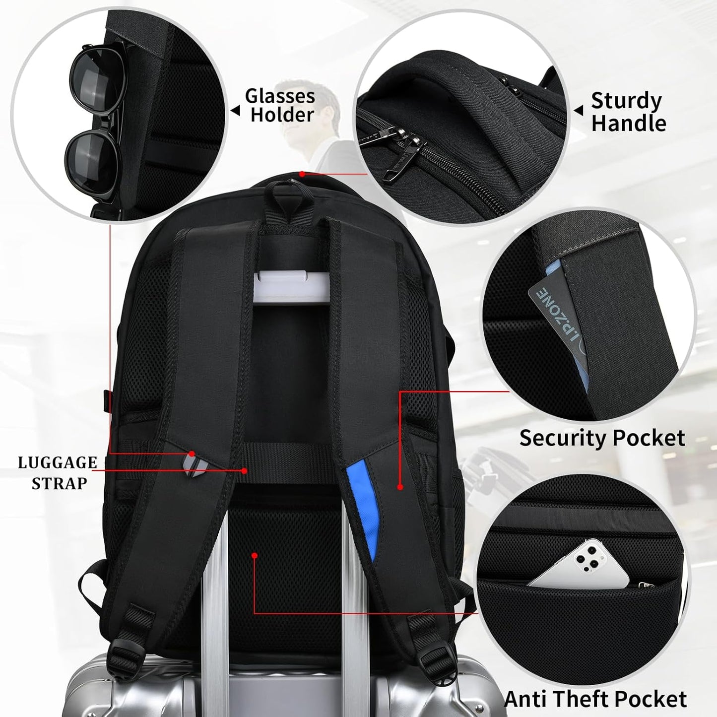 Wasserdichter Laptop-Reiserucksack – USB-Ladeport & Organizer-Fächer für Herren & Damen