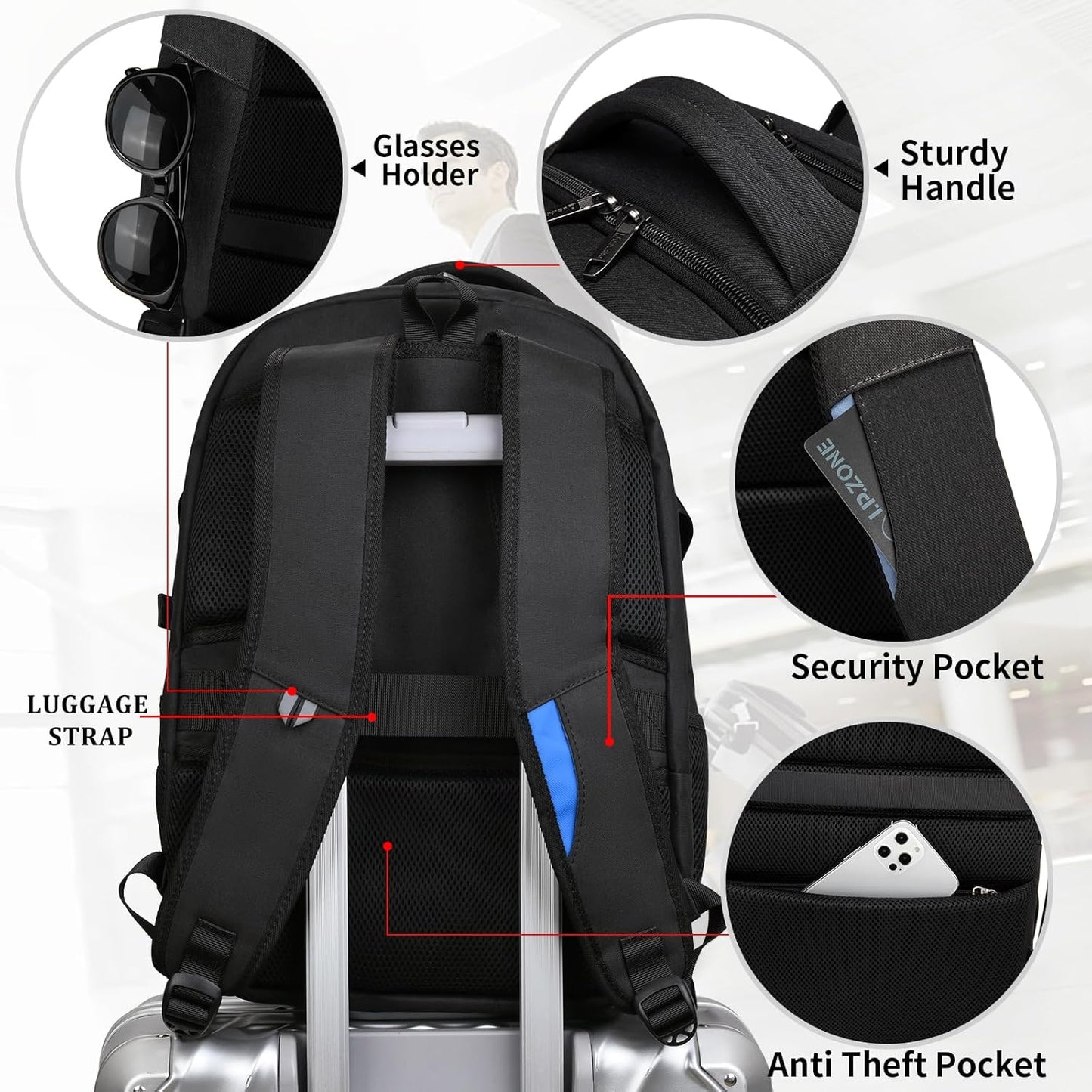 Wasserdichter Laptop-Reiserucksack – USB-Ladeport & Organizer-Fächer für Herren & Damen