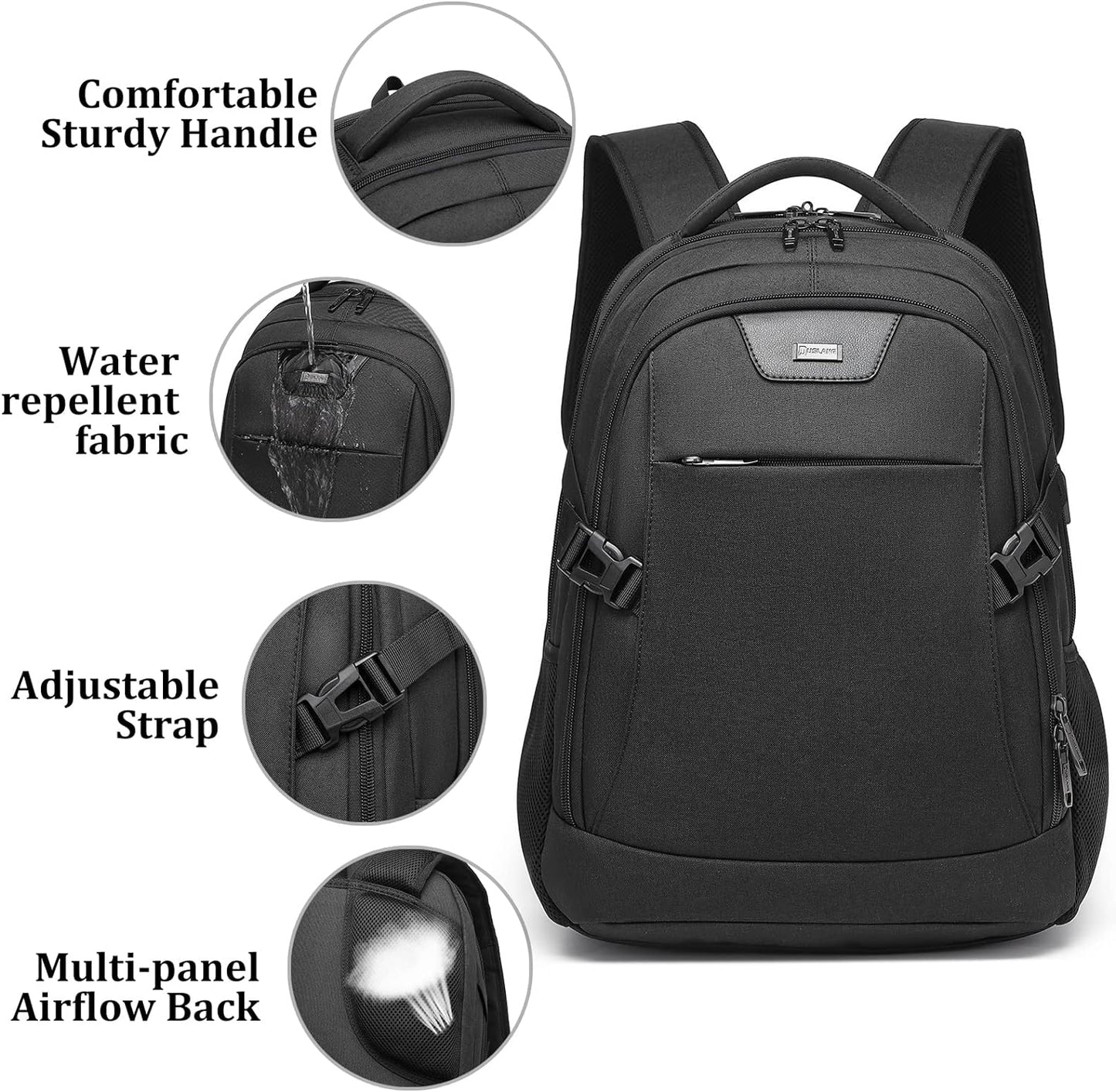 Wasserdichter Laptop-Reiserucksack – USB-Ladeport & Organizer-Fächer für Herren & Damen