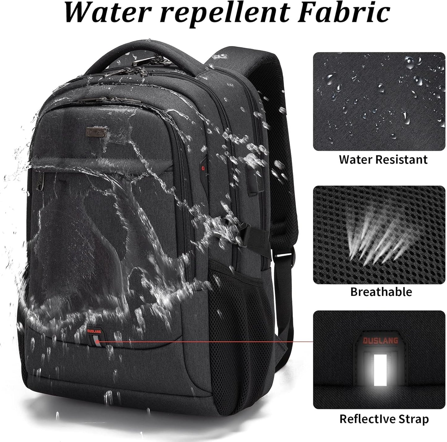 Wasserdichter Laptop-Reiserucksack – USB-Ladeport & Organizer-Fächer für Herren & Damen