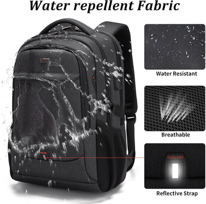 Wasserdichter Laptop-Reiserucksack – USB-Ladeport & Organizer-Fächer für Herren & Damen