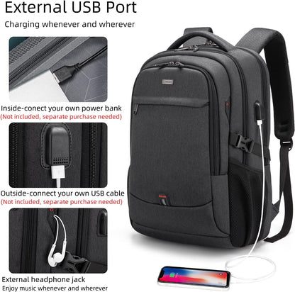 Wasserdichter Laptop-Reiserucksack – USB-Ladeport & Organizer-Fächer für Herren & Damen