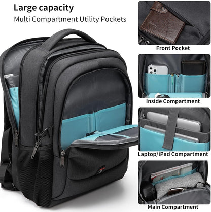 Wasserdichter Laptop-Reiserucksack – USB-Ladeport & Organizer-Fächer für Herren & Damen