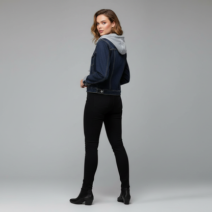 Damen Denim Jacke Mit Abnehmbarer Kapuze | Freizeitjacke