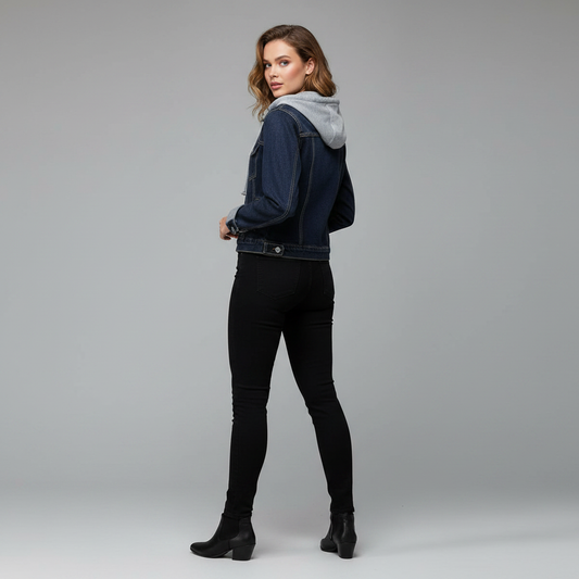 Damen Denim Jacke Mit Abnehmbarer Kapuze | Freizeitjacke