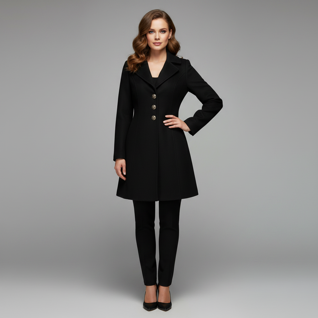 Eleganter Damenmantel mit Knöpfen | Winterjacke