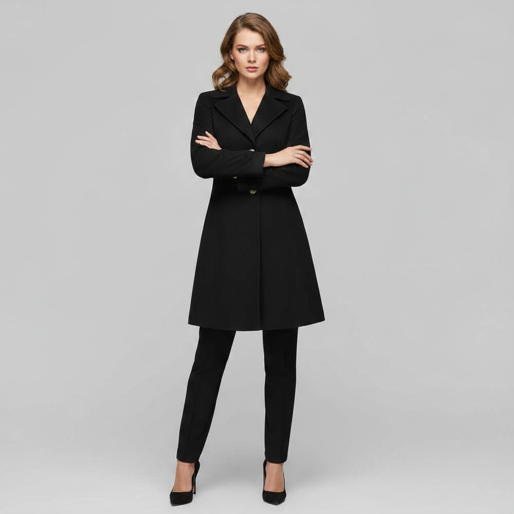 Eleganter Damenmantel mit Knöpfen | Winterjacke